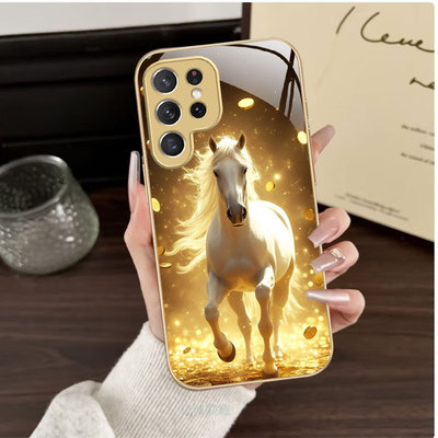 A56苹果17马年SamsungS23+三星S24ultra手机壳26加S25FE孔雀22u马54玻璃14男case55适用16plus女21新年15金色