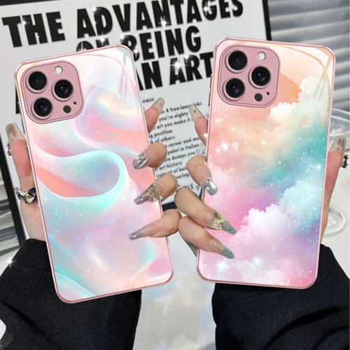 A55苹果17星空SamsungS25+三星S23ultra手机壳26加S24fe彩色22u渐变54玻璃case56适用16plus女21高级感小众20