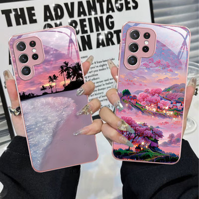 A56苹果17SamsungS23+三星S25ultra手机壳26加S24fe高颜值22u风景14玻璃13case55适用16plus女21高级感小众15