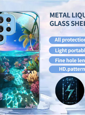 A56苹果17鲸SamsungS25+三星S23ultra手机壳26加S24fe大海22u水母54玻璃53case55适用16plus女21超好看14外15