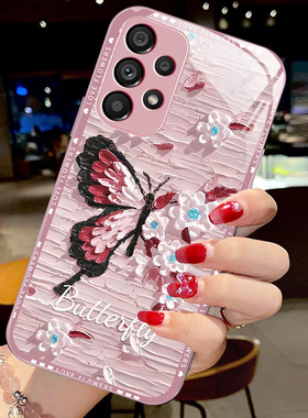 16plus20苹果14SamsungS25油画33蝴蝶13三星S24fe手机壳S23ultra女s22u花朵a54全包21+53case52适用34玻璃a73