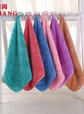 毛巾家用小方巾卫生间厨房擦手长毛绒巾比纯棉软超强吸水加厚挂式