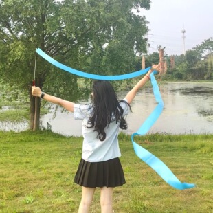 4米天蓝色 体操飘带jk表演jk拍古典古风民族跳舞手持丝带体操彩带