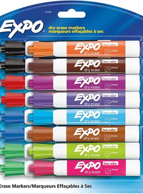 Expo Low-Odor Dry Erase Markers, Chisel Tip, 16-Pack, Assor
