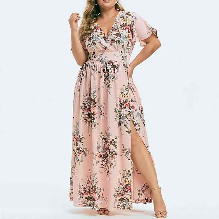 L-5xl plus size Fat MM printed ladies dress大码印花连衣裙