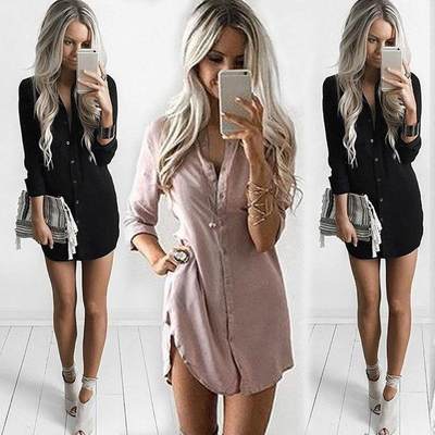 2017 Chiffon Long-sleeves Blouse Lady Leisure Shirt Dress