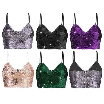 V-neck sexy sequin small strap for women V领性感亮片小吊带女