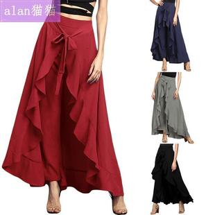 women temperament skirt irregular ruffled trousers woman裙裤