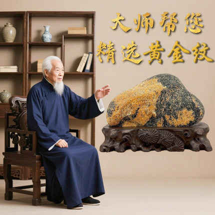 黄金纹石敢当保真天然山石原石镇宅招财办公室当靠山客厅玄关摆件