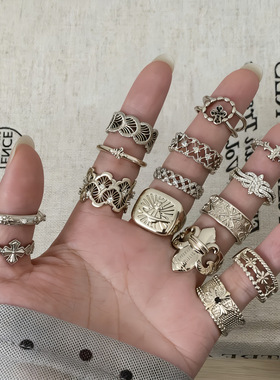 闪钻蕾丝戒指冷淡风复古镂空轻奢气质小众名媛甜美法式满钻高级感