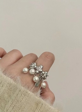 其他女铜日韩小众流苏爱心戒指