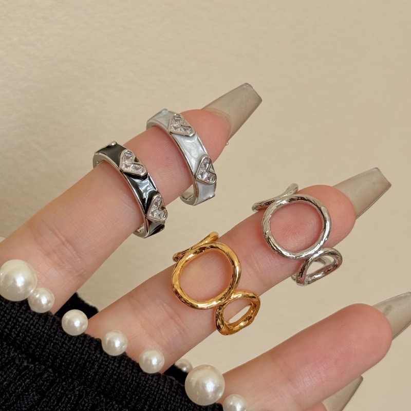 ins韩系爱心开口戒指女 滴釉新款小众设计高级感时尚个性镂空指环