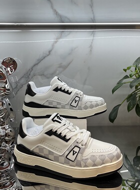 欧货名品V-LAX维勒斯高端时尚轻奢经典百搭棋盘格拼接牛皮休闲鞋