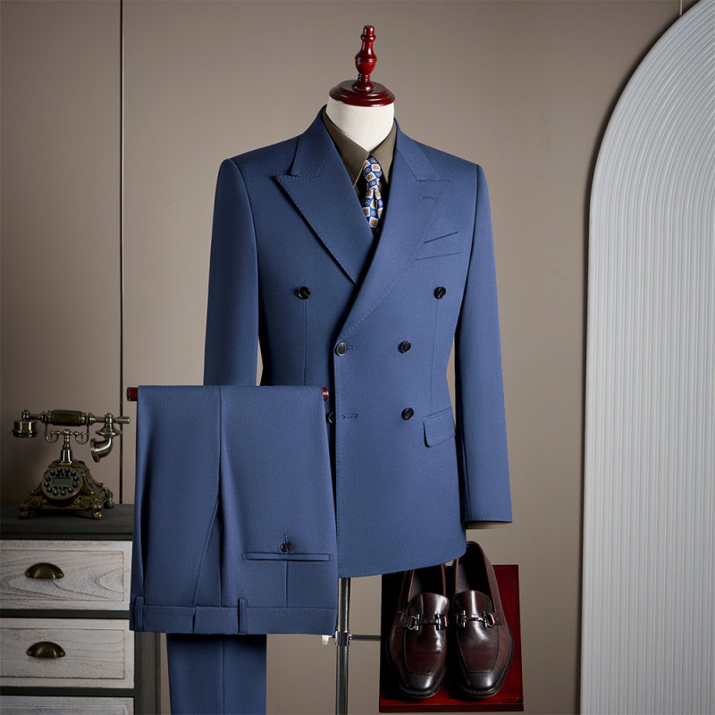 男士双排扣西装套装商务休闲修身大码新郎结婚宴会礼服西服三件套