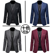 西装 商务休闲时尚 外套修身 大码 春季 青年便西单西服上衣潮男装 男士