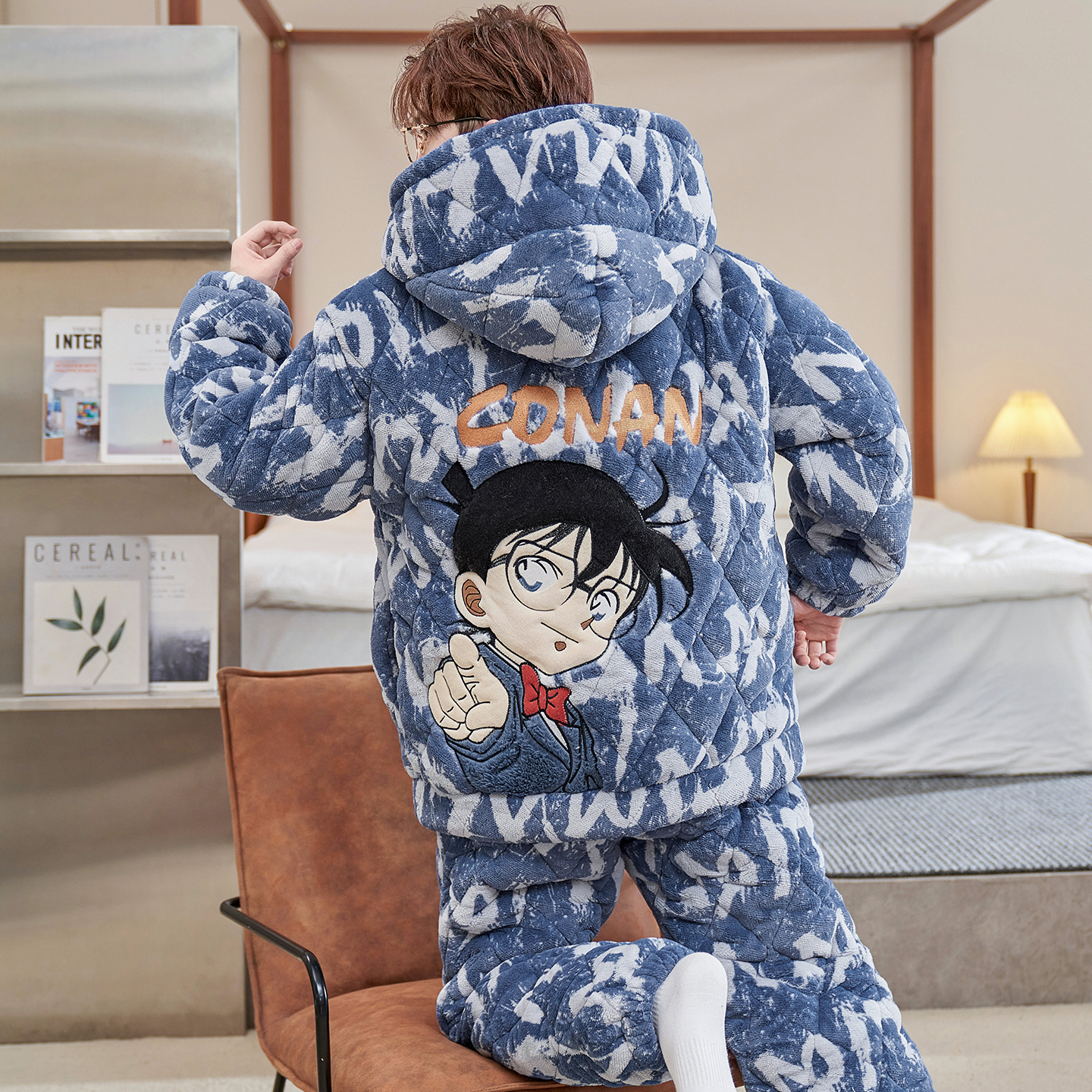 红豆睡衣男士2025新款冬季珊瑚绒加厚加绒三层夹棉青少年学生大童