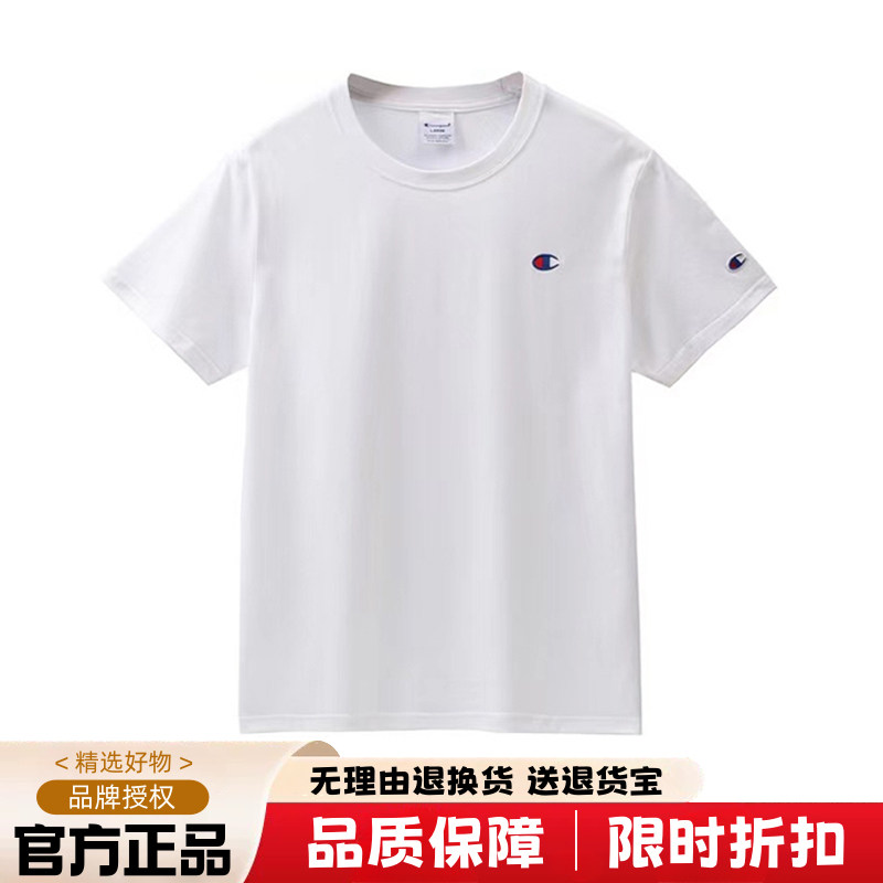 日版冠军刺绣短袖男女T恤纯棉圆领休闲薄款透气宽松夏季打底衫潮
