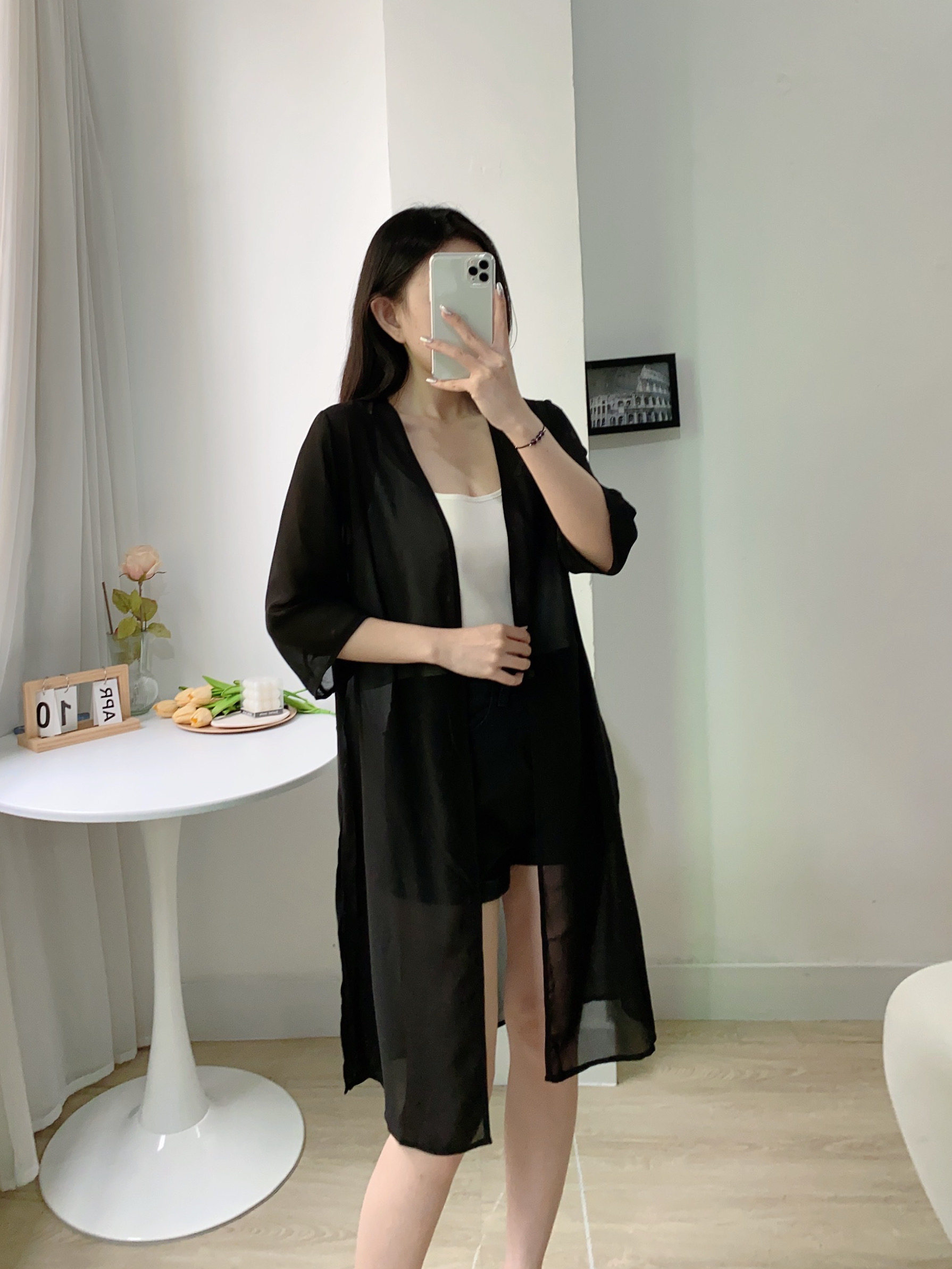 防晒衣中长款披肩外搭气质优雅中袖宽松开衫空调衫外套女夏