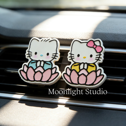 Moonlight手作kitty情侣款车载香薰空调出风口扩香石装饰摆件