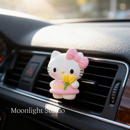 Moonlight手作可爱卡通hello Kitty车载香薰空调出风口扩香石装饰