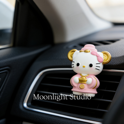 Moonlight手作财神HelloKitty车载香薰空调出风口扩香石装饰摆件