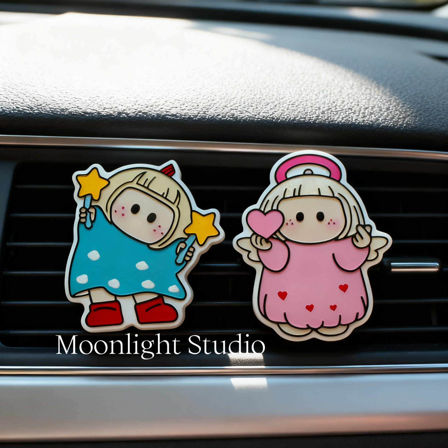 Moonlight手作yoyo酱可爱卡通车载香薰空调出风口扩香石装饰摆件