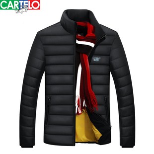 Cartelo鳄鱼羽绒服男2024年新款立领加厚保暖休闲青年外套男冬季