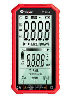TOOLTOP ET8134红色版 全屏万用表 变色报警功能 多功能万用表