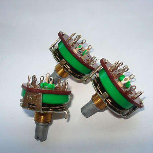 ALPS SRRM旋转波段开关1刀10档位 轴长15mm切换开关接线脚