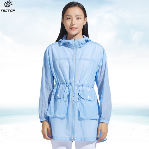 TECTOP探拓户外夏季中长款防紫外线女士款防晒衣薄款皮肤衣外套