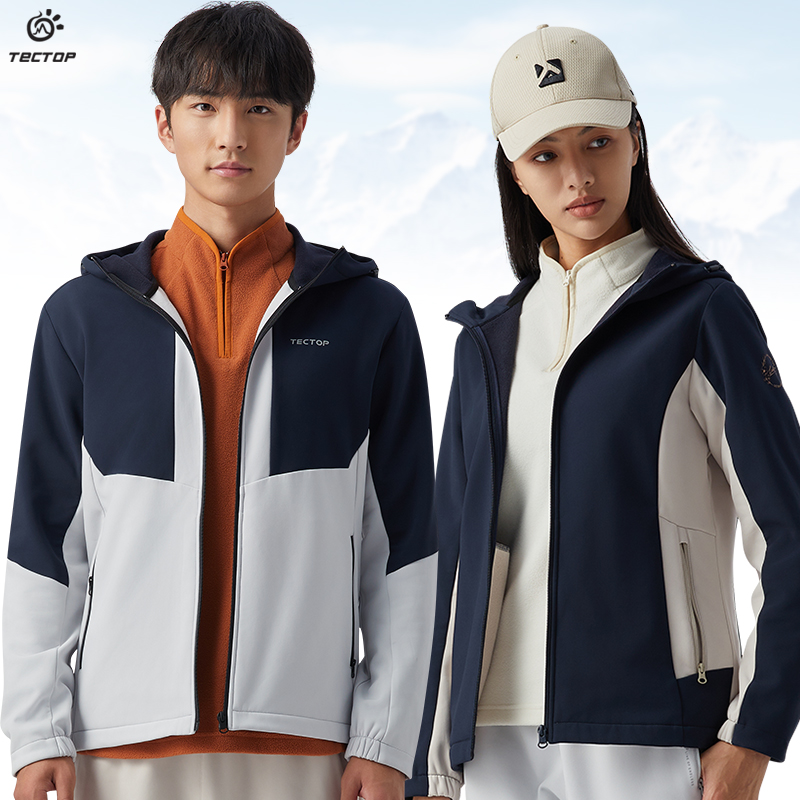 TECTOP探拓户外秋冬季防风保暖软壳衣男女款防水徒步登山时尚外套