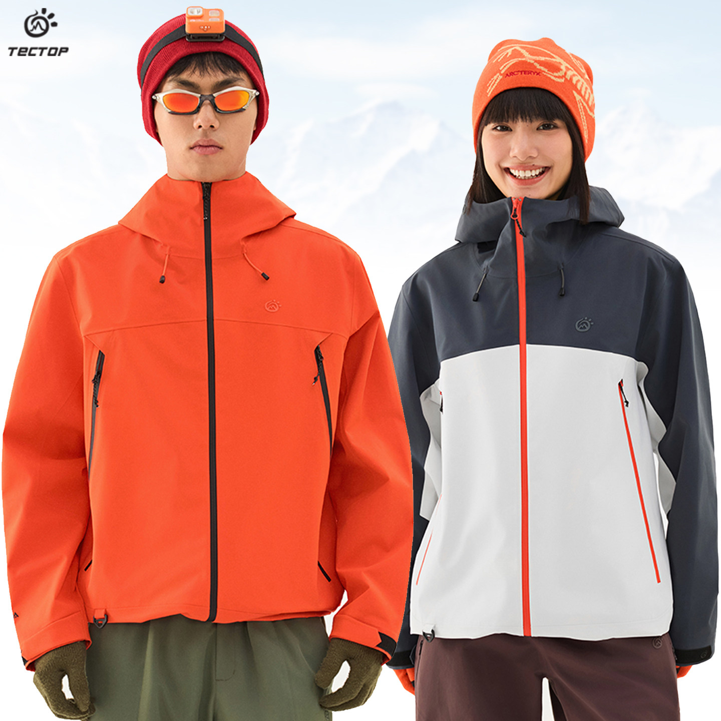 探拓户外单层连帽冲锋衣男女士款宽松防风运动休闲登山徒步外套