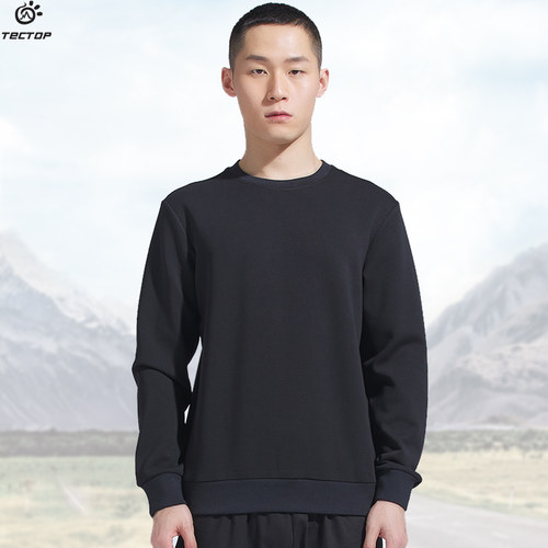 探拓户外新款春秋季圆领长袖套头卫衣男士款宽松大码运动休闲衣服