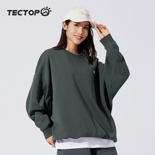 TECTOP探拓户外2024春秋季新款爆款圆领卫衣女士款宽松运动休闲衣