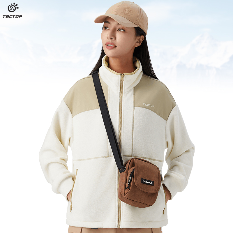 探拓户外秋冬季新款加厚保暖立领开衫内胆抓绒衣外套女士款摇粒绒