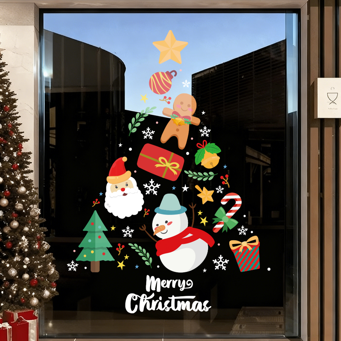 圣诞节墙贴窗贴圣诞树雪人装饰