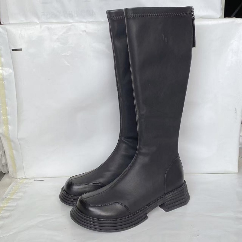 百搭长筒靴女秋冬新款厚底加绒