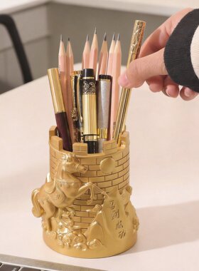 书桌马年开运小摆件创意马到成功笔筒桌面装饰文具收纳节日礼物