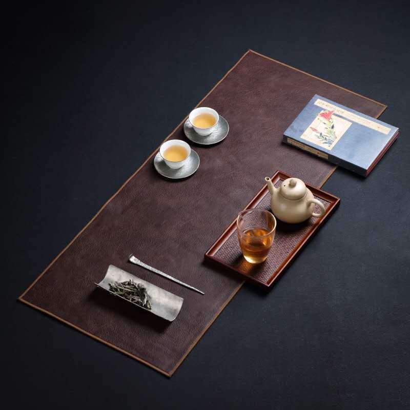 新中式茶席防水禅意桌旗皮革茶旗隔热主人干泡席茶巾桌布茶台桌垫