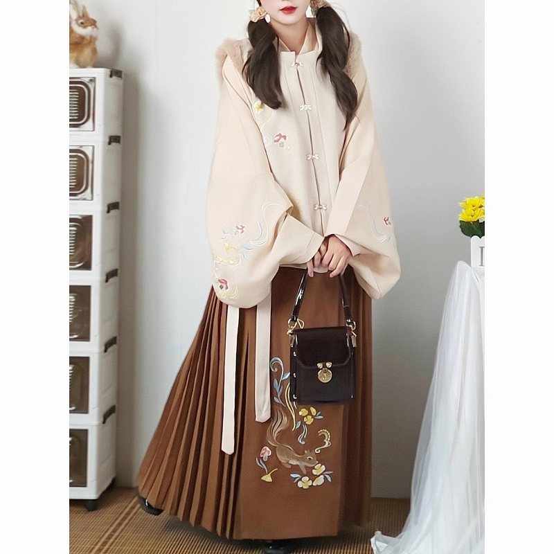 明制汉服女成人加绒毛呢比甲刺绣里衣琵琶袖复古新中式马面裙秋冬,女装/女士精品,汉服套装,淘宝优惠券,粉丝福利购,淘宝优惠卷