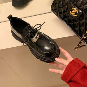 小码女鞋313233英伦风系带单鞋粗跟厚底松糕乐福小皮鞋女春秋34