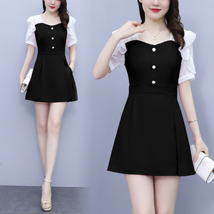 RM18219#夏季新款大码女装法式气质时尚修身上衣＋短裤两件套套装