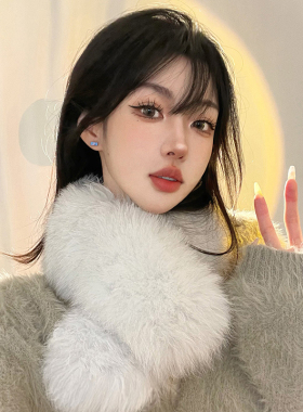 双面白色毛领围脖高级感女冬