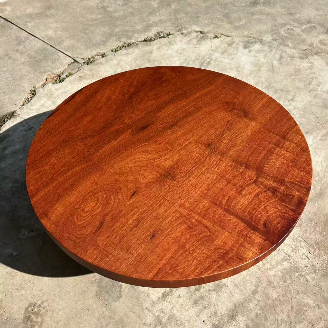 缅甸花梨木实木圆形茶盘家用茶台