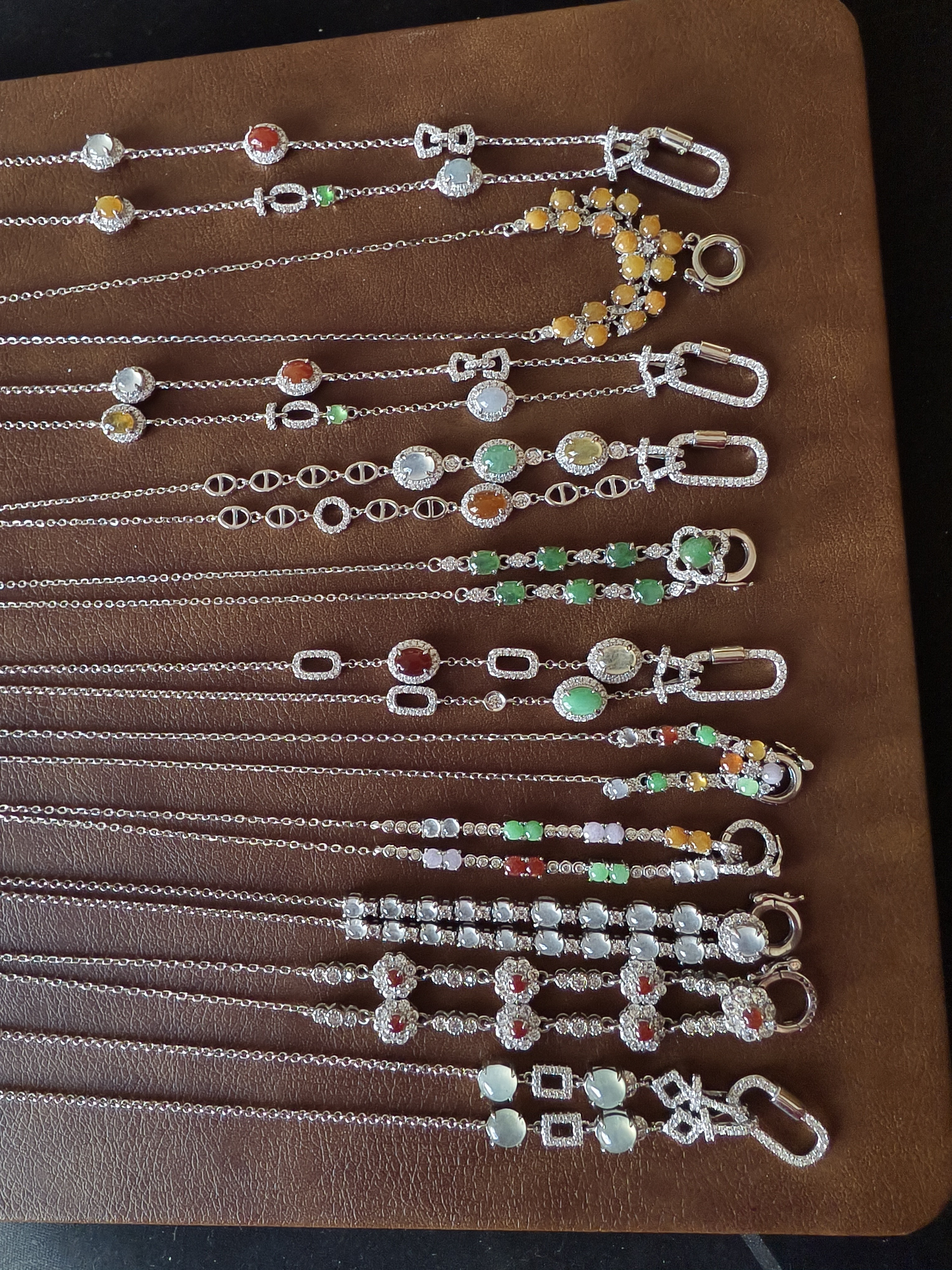 纯天然a货缅甸翡翠万能项链通体s925银镶锁骨套链新款珠宝礼物