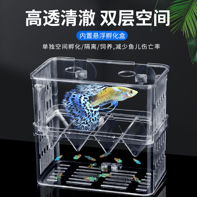独立式斗鱼缸孵化盒隔离盒透明分隔热带鱼孔雀鱼产房多功能隔离盒