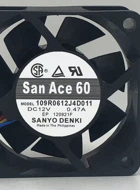 原装 sanyo/三洋 109R0612J4D011 6025 12V 0.47A3线散热控温风扇