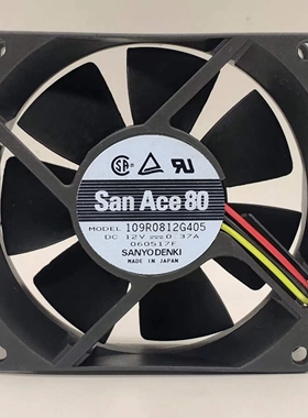 原装三洋 109R0812G405 8025 8cm 12V 0.37A 三线双滚珠散热风扇