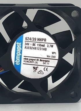全新EBMPAPST 624/39HHPR 24V 155mA 3.7W 6025 4线变频器风扇