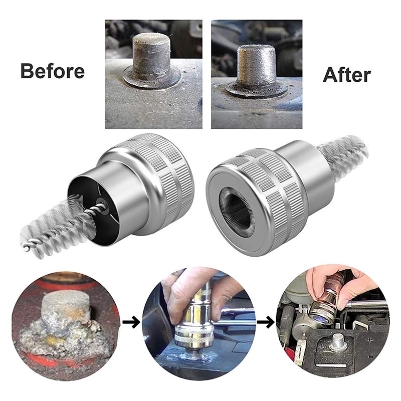 两用型钢丝刷刷子清洁桩子端子蓄电池电瓶刷通用清洁刷蓄电池刷